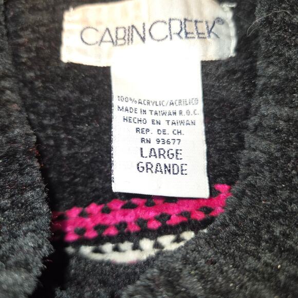 Cabin Creek Large Black Pink Striped Women's Sweater Misses Size 12 14 L - Picture 3 of 5